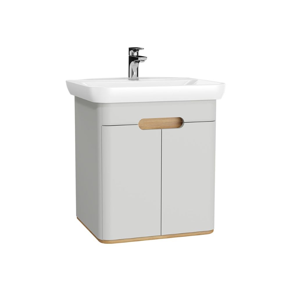 Cut Out Image of VitrA Sento Matt Light Grey Washbasin Unit with Two Doors